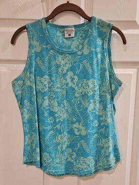 Columbia Women's Aqua Blue Floral Tank Top